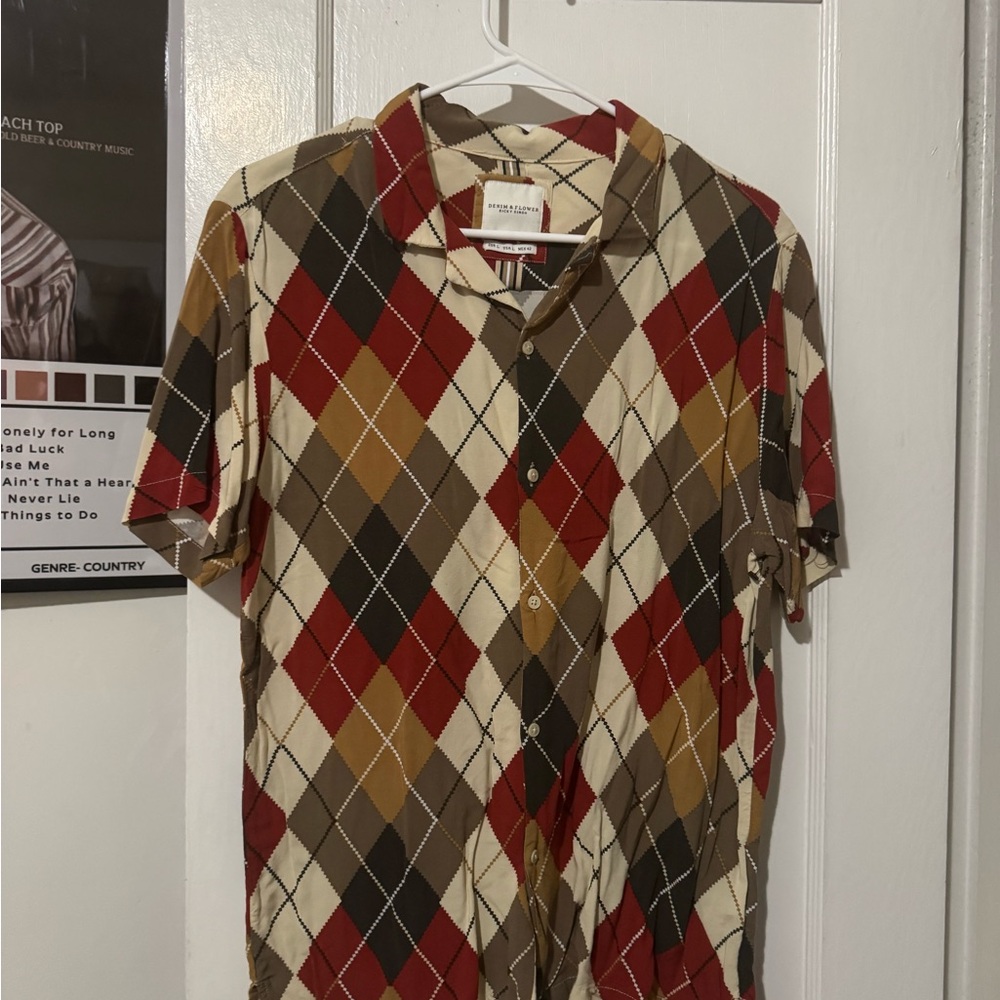 Denim & Flower Multicolor Argyle Button Down Shirt